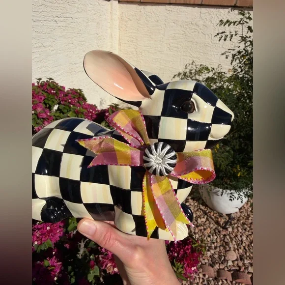 Mackenzie Childs Courtly Check Resting Bunny - Picture 8 of 9